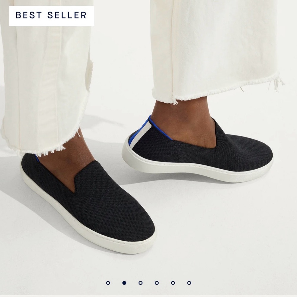 Rothy's Black and Blue Slip-On Loafers